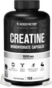 Cápsulas de Monohidrato de Creatina Jacked Factory Creatine - Píldoras de Creatina para el Crecimiento del Musculo, Aumento de la Fuerza, Mejora de la Energía y Mejor rendimiento atlético - 150 cápsulas