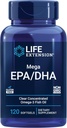 Prórroga de la vida Mega EPA/DHA, ácidos grasos Omega-3, Salud del corazón " , No Gluten-Free, 120 softgels