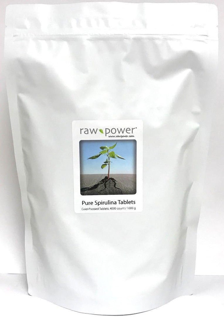Raw Power Spirulina Cold-Presed Tablets Bulk Kilo Bag 4000 Cuenta 250mg Tablets 1000g Total Organics