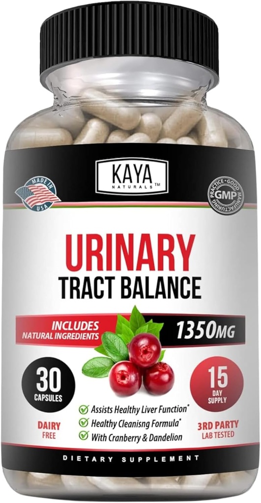 Kaya Naturals - D-Mannose - UT Cleanse &amp; Bladder Health - Made with Cranberry, Hibiscus & Dandelion Root - D Mannose Capsules Cranberry Suplemento - 30 Veggie Capsules