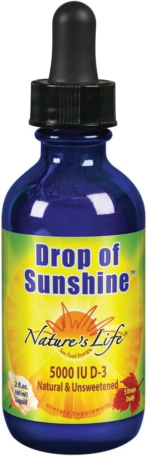 La gota de vida de la naturaleza de la vitamina D-3 gotas en aceite de oliva virgen extra orgánico &amp; aceite de coco 5000IU ← Soporta sólidos huesos &amp; sistema inmunitario