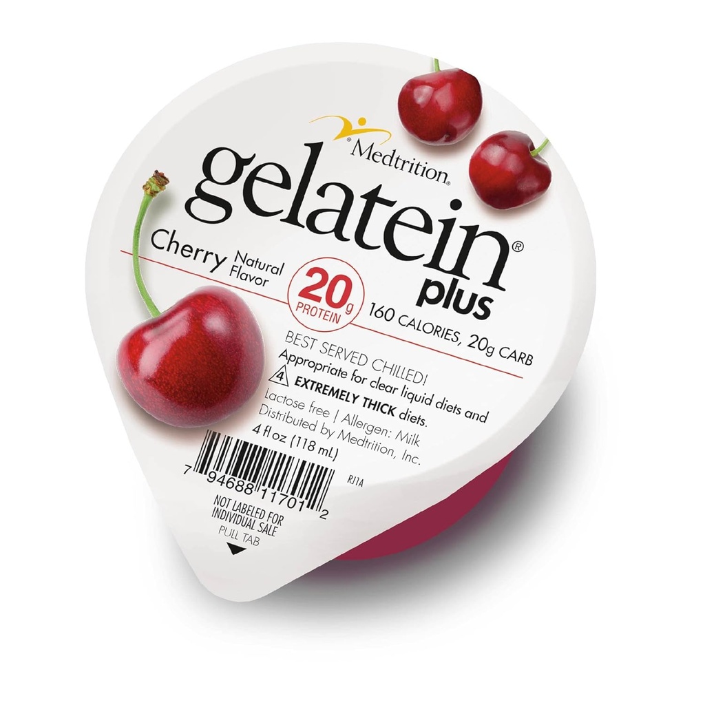 GelaTein Plus Cherry: 20 gramos de proteína. Ideal para dietas líquidas claras. Gran aperitivo pre o post-workout. (Pack of 36)