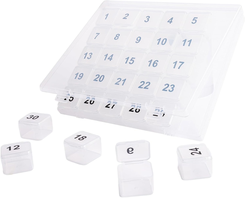 30 Day Pill Organizer, Portable Pill Squeeze to Open, Large Once a Day for Travel, Monthly for Vitamins, Medicine, Supplements (Clear)