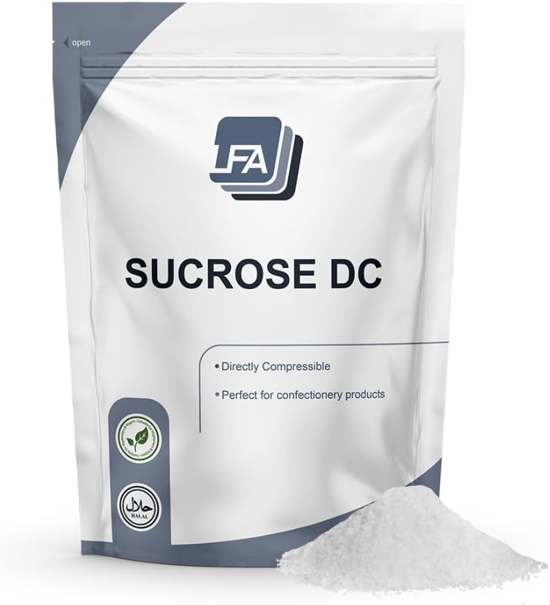 Sucroso DC Powder con 3% Maltodextrin - 5 kg (11 lb) - Compresión directa Tableting Sugar Sweet Binding Agent for Tablet Press Machine Pill Binder Mix - Chewable Suplemento Mint Gum