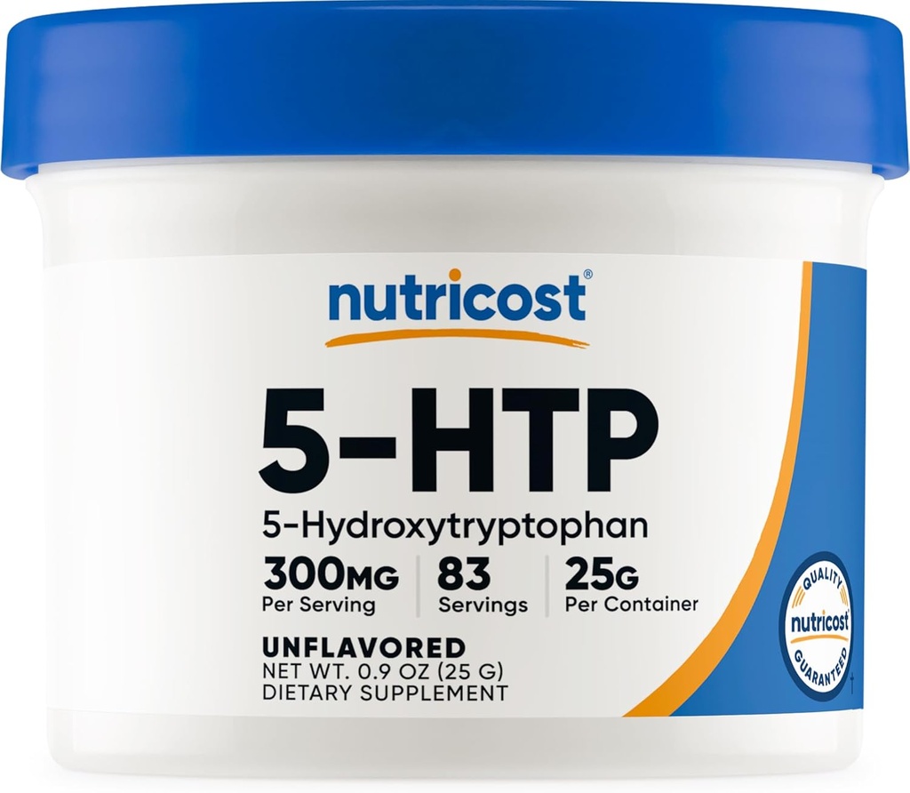 Nutricost 5-HTP Powder 25 Grams (300mg Por Serving) - Gluten Free " Non-GMO, Pure 5-htp