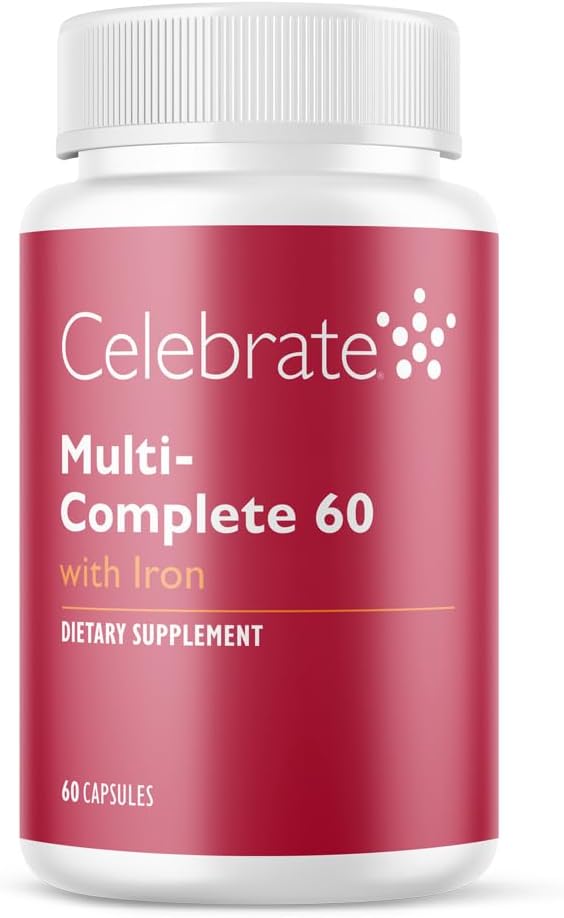 Celebrate Vitamins Multi-Complete, 60mg Iron – Daily Bariatric Multivitamin for Sleeve Gastrectomy and Gastric Bypass Surgery Patients – Essential Vitamins & Minerals (60 Capsules)