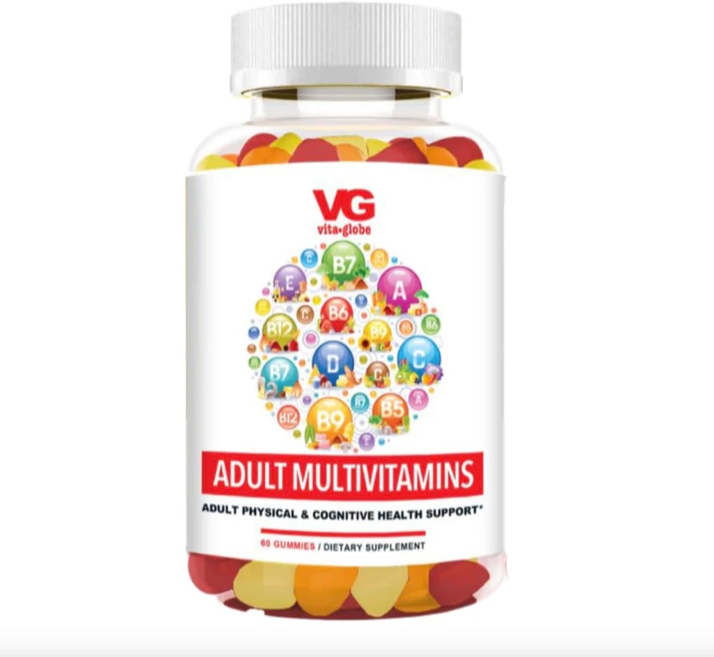 VITA GLOBE Adulto Gummies Multivitamínico – con Vitaminas C, D, E, B6, B12, Folate " Biotin ← Suplemento Multivitamina diario para la energía, Immune Health " Metabolism Support – 60 Gummies (Pack of 1)