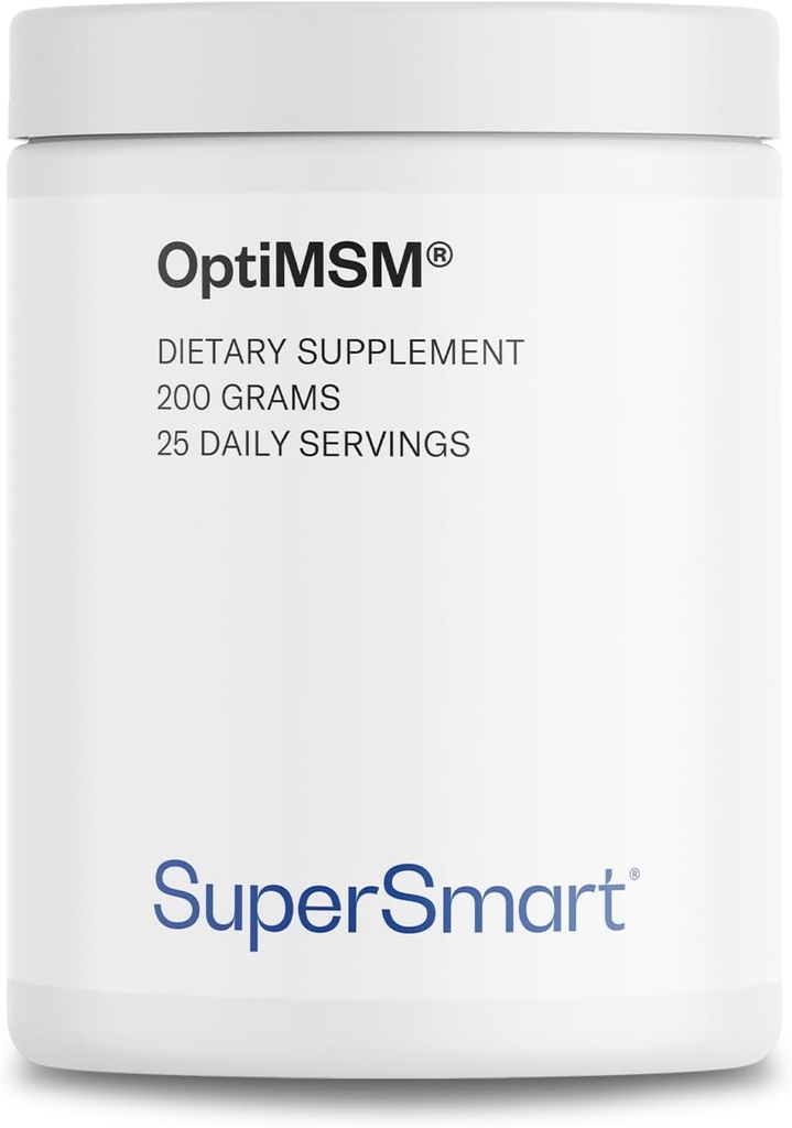Supersmart OptiMSM (Fórmula de alta pureza) - Metil-Sulfonyl-Methane MSM Suplemento de Polvo Silencio Vegan &amp; Gluten Gratis - 200 g