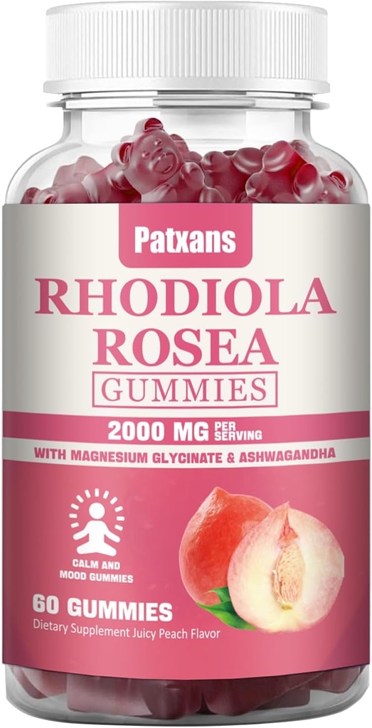 1 Pack 2000MG Rhodiola Rosea Gummies - Rhodiola Supplement ＆Cortisol Reducer for Endurance, Mood ＆ Stress, Sleep ＆ Fatigue Relief Support, 60 Tablets.