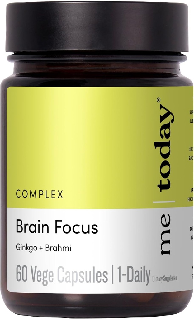me hoy Suplementos cerebrales para la memoria y el foco en adultos – Vegan Friendly Capsules con Ginkgo & Brahmi para la claridad mental, la memoria y el apoyo cognitivo, 60 Servimientos