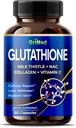 GriMed Glutathione 11,200mg - X10 Power with Milk Thistle, NAC, Collagen, Vitamina C - Cellular Wellness, Radiant Skin - USA Made & Tested (150 Conde (Pack of 1))
