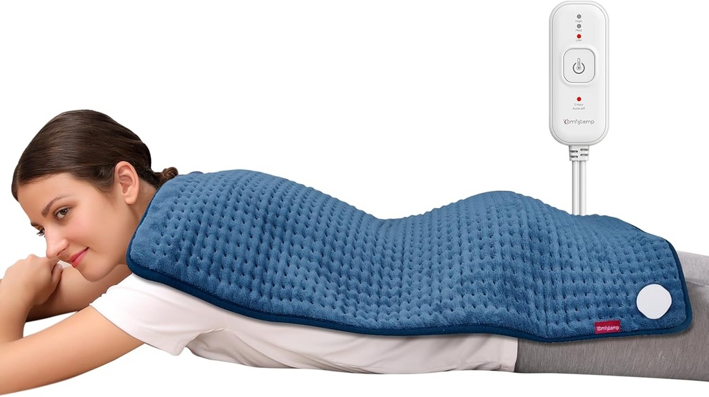 Comfytemp Calefacción Pad para la espalda Alivio de Dolor, Extra Large Calefacción Pad XXL, Regalos de Cumpleaños para Mujer Mamá Su esposa, 17''x 33' King Size Electric Calefacción Pads for Period Cramps (Blue)