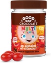Chocolate de buen día completo multivitamínico para niños, Suplemento diario de vitaminas A, B6, B12, C, D, E, Folato y Biotina, Comercio justo y chocolate no transgénico, 50 piezas