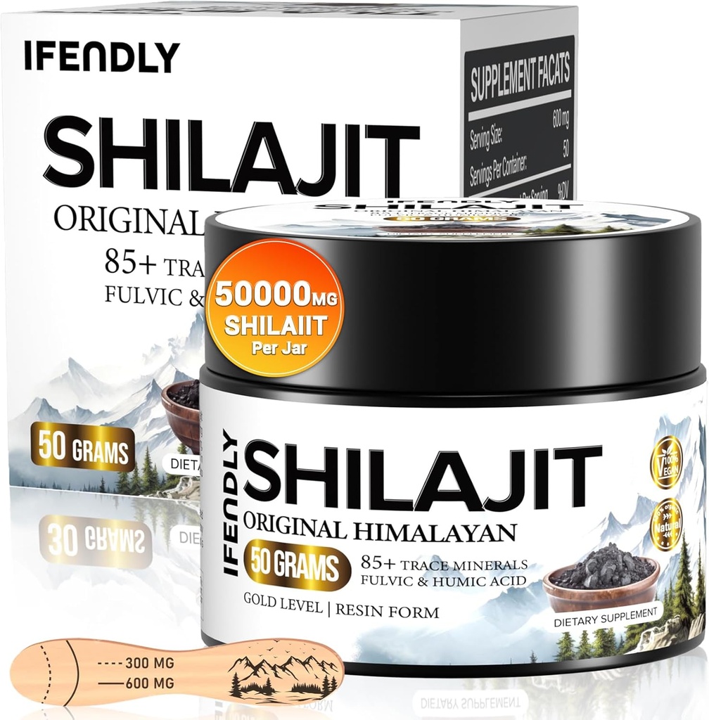 Shilajit Resin, Shilajit for Men ' Women, Shilajit Organic - 600mg Potency Gold Grade, with 85+ Trace Minerals, Fulvic & Humic Acid, for Stamina, Immunity & Strength, 83 Servings (50g)
