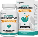 Orgabay Digestive Enzymes 1000mg con Postbióticos, 20 Enzyme Blend for Bloating, Optimal Digestion and Gut Function, 60 Veggie Capsules