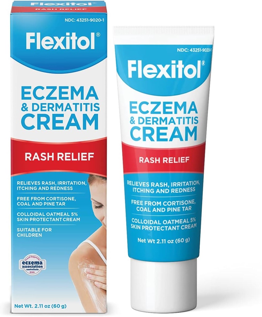 Flexitol Eczema & Dermatitis Cream – Steroid & Fragrance Free for Sensitive, Irritated Skin with 5% Colloidal Oatmeal