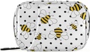 Bees on Polka Dots Pill Box 7 Day Pill Case Travel Pill Organizer Bag with Zipper Portable Weekly Case Compact Size for Vitamin Supplement Holder