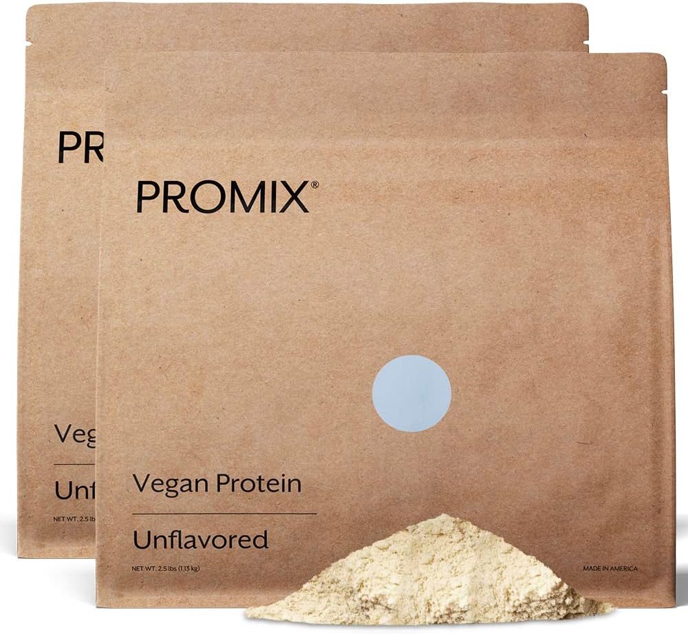 ProMix Nutrición Planta-Basada Polvo de Proteína Vegana, Desflavorado - Pea Proteína &amp; Vitamina B-12 - ­Post Workout Fitness &amp; Nutrición Shakes, Smoothies, Baking &amp; Cooking Recipes - 5 libras (Pack of 2)