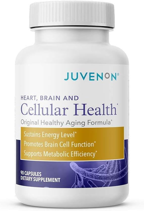 Juvenon Cellular Health | Heart, Brain Supplement with Acetyl L-Carnitine and Biotin - Supports NAD+ Function, Energy Production, Mood, Revitalized Metabolism, Mental Focus & Clarity (90 Capsules)