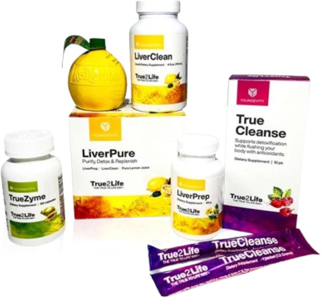 Youngevity 30 Day Detox - Liver, Gut, Digestion Ultimate Detox - 30+ Frutas, hierbas y cofactores proprietarios - Limpieza natural completa - Fácil desintoxicación rápida + Reponer (30 Day Supply)