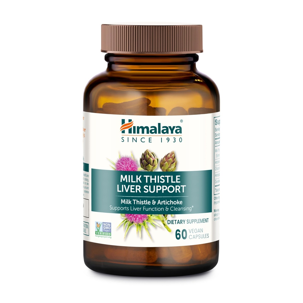 Himalaya Milk Thistle Liver Support - with Chicory, Andrographis, Dandelion, and Silymarin for Liver Cleanse, Detox and Function - Vegan, Non-GMO, Gluten Free, 350 mg, 60 cápsulas
