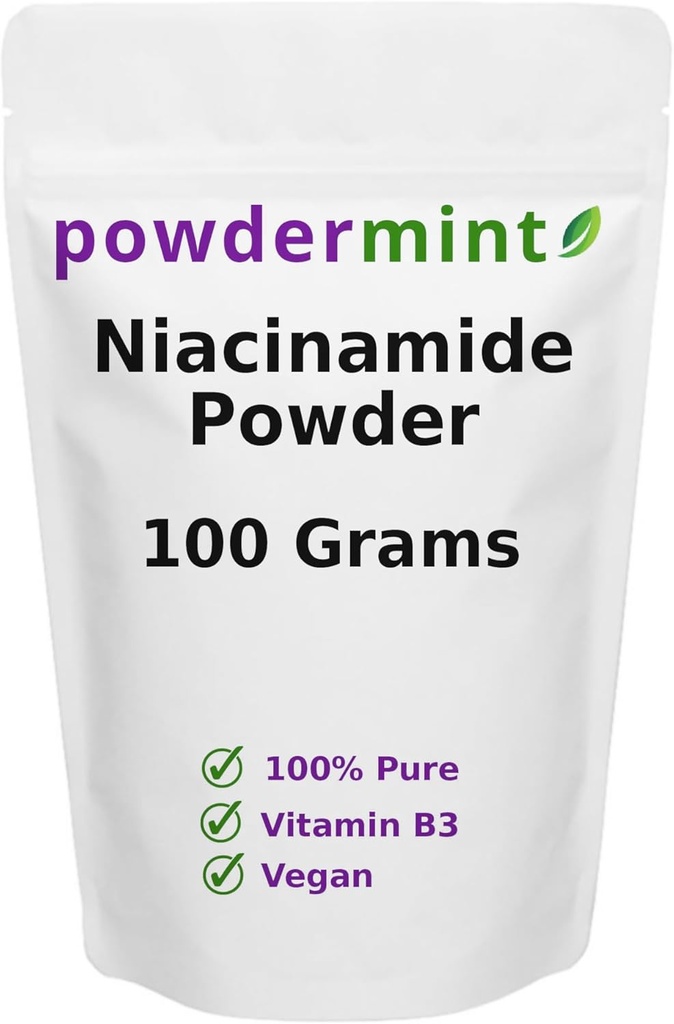 Niacinamide Powder (Vitamin B3) Pure Niacin Powder 500 mg Suplemento sin fluido (100 gramos)