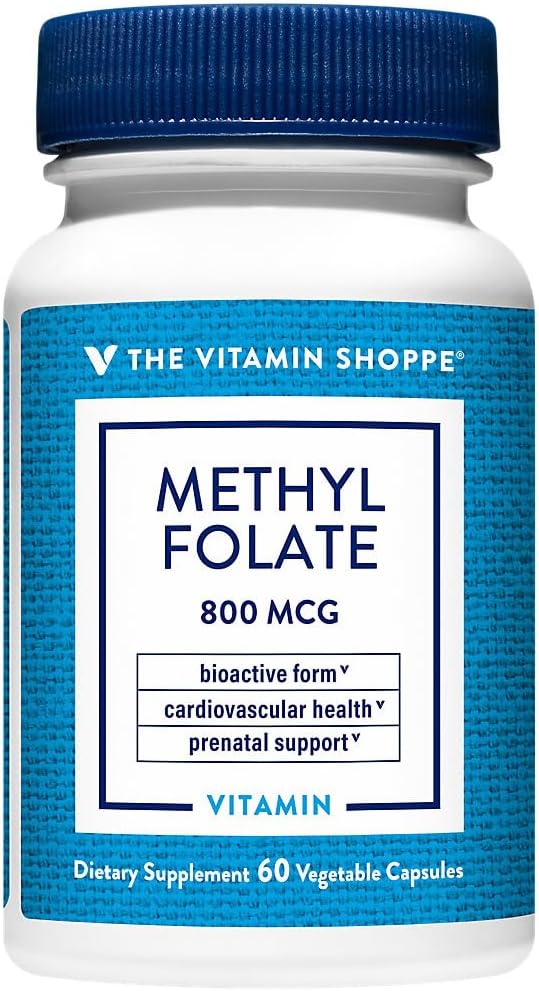 El metalfolato de vitamina Shoppe para la salud de las mujeres - Apoyo prenatal " Desarrollo del bebé - 800 MCG (60 cápsulas vegetales)