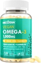Vegan Omega 3 DHA EPA ALA Suplemento con 5000IU Vitamina D3 K2 (MK7), CoQ10 para Mujeres Hombres Silencioso Petróleo Alternativa Silencioso Planta Aceite Omega 3 1000mg Píldoras para Hueso, Cerebro, Ojo, Esquía  sometida 120 Softgels