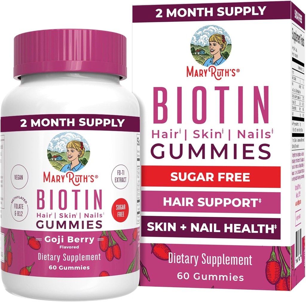 MaryRuth Orgánicas Biotina Gummies ← Sugar Gratis ← Vegan Silencio No-GMO Silencio 2,500 mcg Biotina Suplemento Silencio Esquí y uñas Vitaminas Silencio para el Crecimiento del Pelo Vitaminas Silenciosos Crecimiento del Pelo Suplemento tención 60 Con