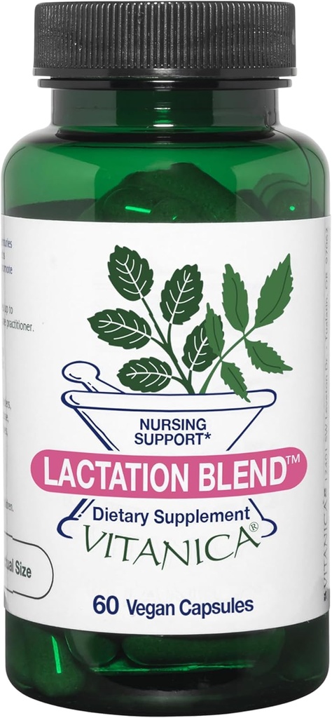 Vitanica Lactation Blend, Lactation Supplement, Breastfeeding Support Increment Breast Milk Supply and Flow, Organic Fennel, Milk Thistle, Fenugreek Seed and More, Non-GMO, Vegan, 60 cápsulas
