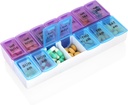 Organizador semanal de píldoras 2 veces al día 7 día Pill Box Holder Big Daily Medicine Organizer Travel Pill Case Pill Container (2 Times Blue+Purple)