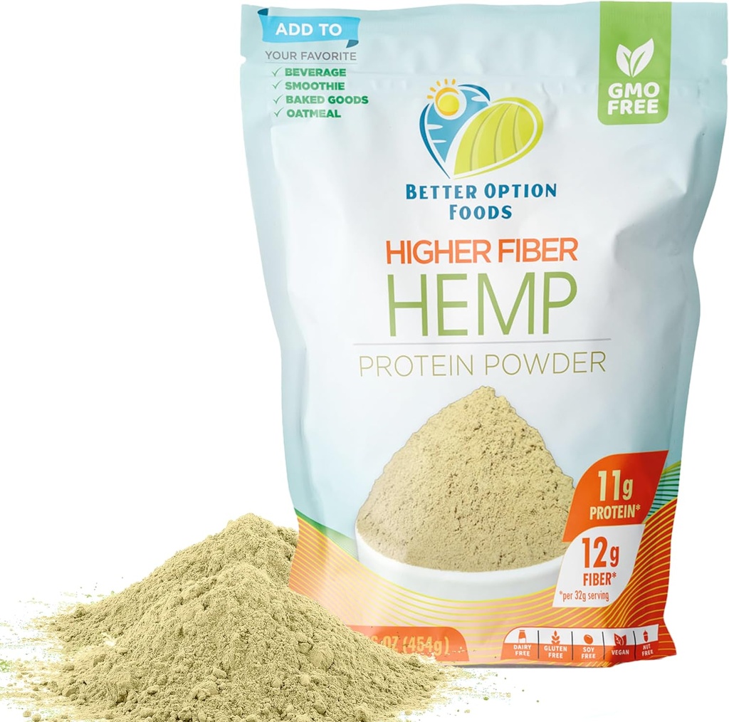 Polvo de proteína de cáñamo - Polvo de proteína basada en plantas con fibra de cáñamo superior y ácidos esenciales - Polvo de proteína vegetariana fácil de digerir para la avena, los sofocitos, " Mercancías horneadas, 16 oz