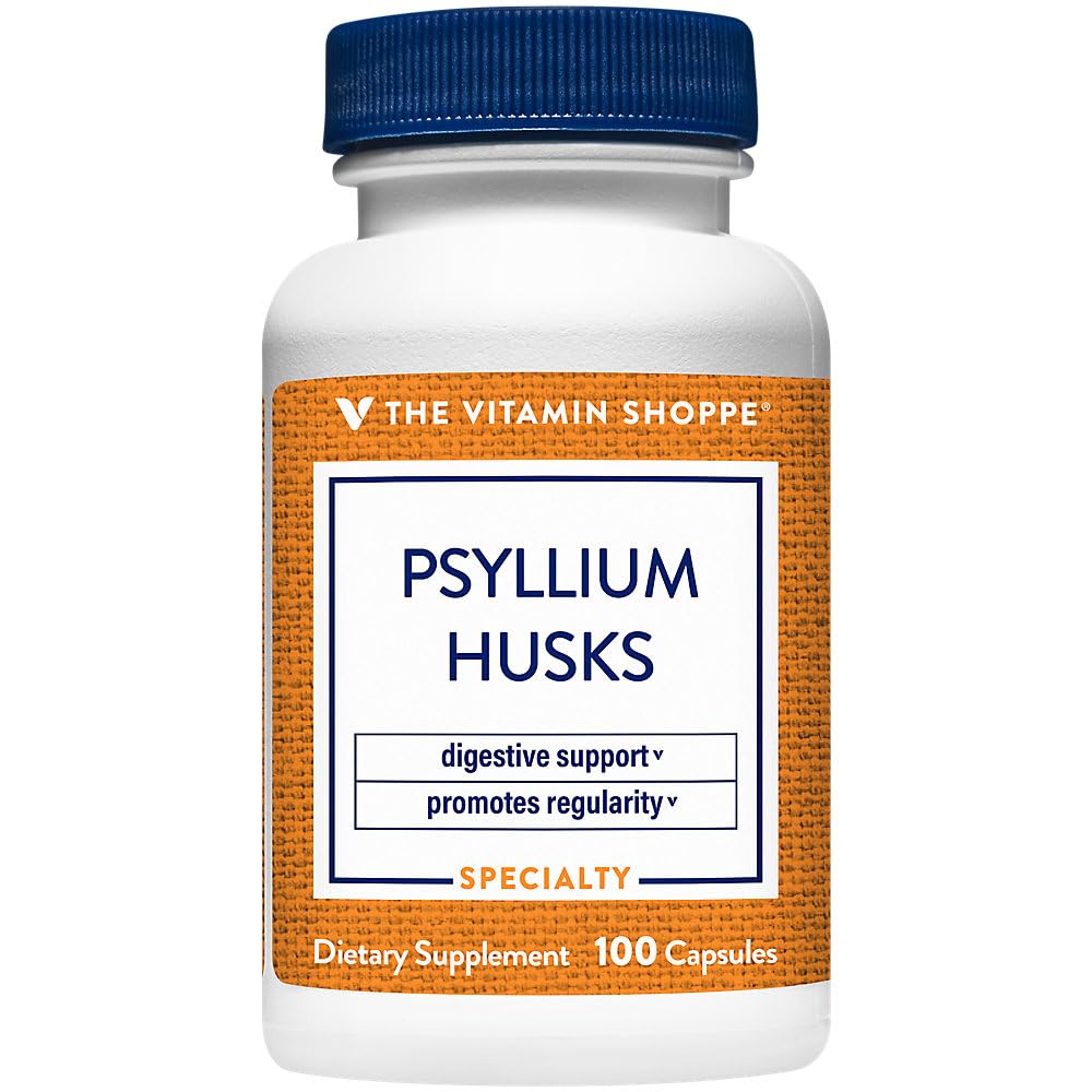 La vitamina Shoppe Psyllium Husks – Plantago Ovata Fiber Supplement That Supports Regularity & Healthy Cholesterol, 840 mg por Serving - Gluten Free (100 cápsulas)