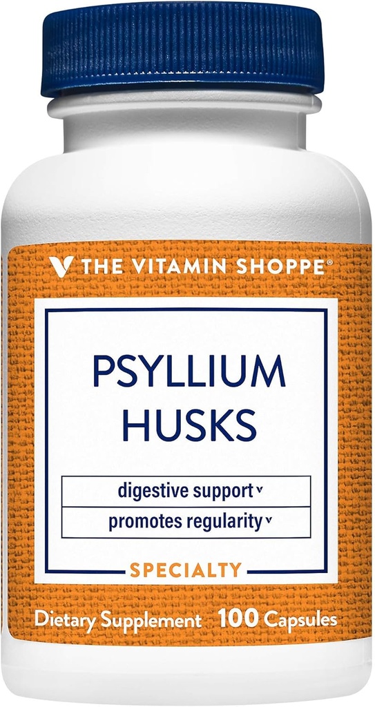La vitamina Shoppe Psyllium Husks – Plantago Ovata Fiber Supplement That Supports Regularity & Healthy Cholesterol, 840 mg por Serving - Gluten Free (100 cápsulas)