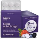 Neuro Melatonin 5mg El sueño &amp; Recarga Mints (72 piezas) - Fast Dissolve Melatonin Sugar Mints gratis con Lemon Balm &amp; Chamomile for Better Sleep - Calm Sleep Suplemento para adultos - Night Berry Flavor