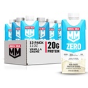 Muscle Milk Zero Protein Shake, Vanilla Crème, 11 Fl Oz Carton, 12 Pack, 20g Protein, Zero Sugar, 100 Calories, Calcio, Vitaminas A, C &amp; D, 4g Fiber, Energizing Snack, Packaging May Vary,12 Count (Pack of 1)