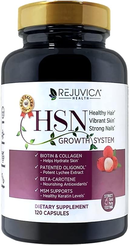 Piel de pelo y uñas Vitaminas - Sistema HSN - Soportes Pelo sano, Piel &amp; uñas - Advanced Encapsulated Remedy - Formulado con Oligonol, Biotina, Collagen, MSM, Ácido hialurónico &amp; Más