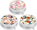 3 Caja de Píldora de Empaquetado, Caja de Píldora Pequeña para Purse &amp; Pocket, Cute Travel Medicine Organizer, Portable Medicine Container Holder to Hold Vitamins, Medication, Fish Oil &amp; Supplement, Pink White Flowers
