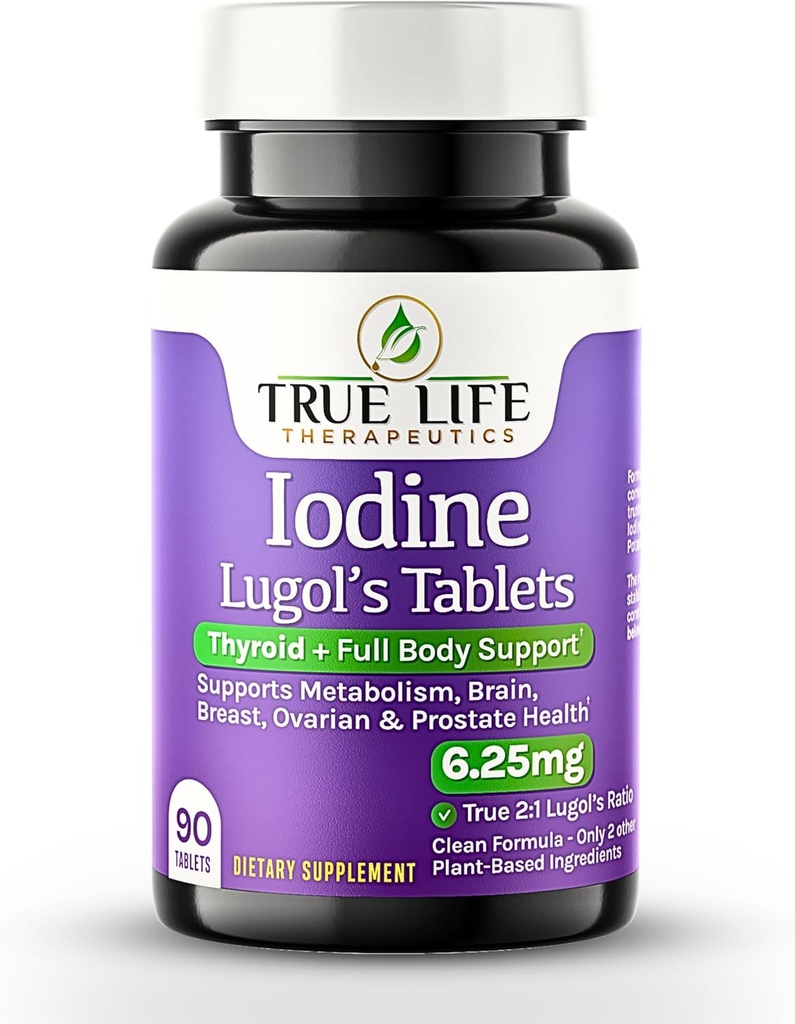 Lugol’s Iodine Tablets 6.25mg – Precise-Dose Thyroid & Energy Support – No Harsh Liquid, Stable Potassium Iodide Suplemento – 90 Ct, Non-GMO, No Preservatives