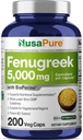 NusaPure Fenugreek Capsules, 50:1 Extracto, 100 mg Equivalente a 5.000 mg, 200 Veggie Caps, Non-GMO, Vegan