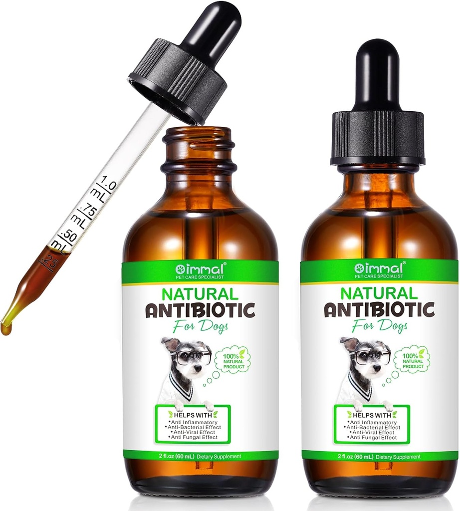 2 Pack Antibióticos para perros, antibióticos naturales para la alergia a perros y el alivio de Itch, antibióticos para perros ayuda a apoyar un sistema inmunológico saludable, apoyo a la alergia