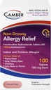 Camber Fexofenadine Antihistamine Non-Drowsy Indoor Outdoor 24hrs Allergy Relief Medicine 100 Tablets