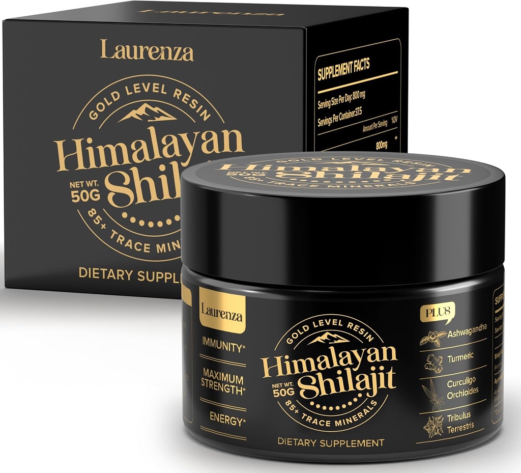 50G Shilajit Puro Himalaya orgánico Shilajit Resin, 800 mg de alta potencia, Golden Grade A Shilajit Suplemento, 85+ Trace Minerals " Fulvic Acid, Energía Natural " Immune Booster
