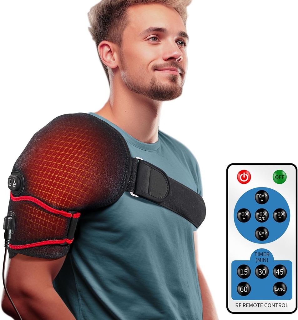 sticro Hombro de Calefacción Masajeador para Alivio de Dolor, Masaje de Vibración Hojas Calentadas para Hombro Derecha Derecha Derecha Derecha Derecha, Rotador Cuff Lesiones, Artritis para Hombre Mujeres - XL/XXL