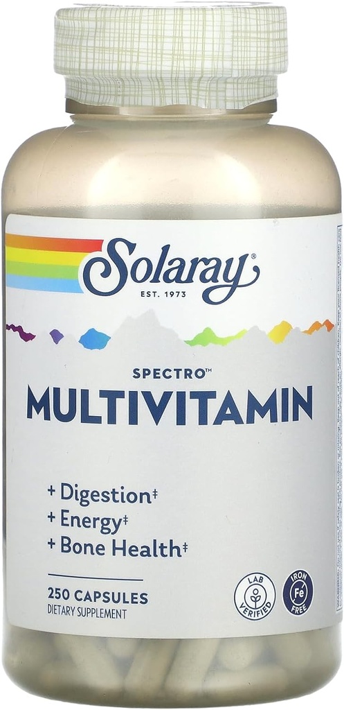 Solaray Spectro Multivitamin, Iron Free, 250 cápsulas