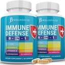 Immune Support 8 in 1 Capsules - Zinc Supplement, Vitamin D3, Vitamina C and Elderberry - Immune Booster Ginger Root, and Turmeric - [2-Pack]