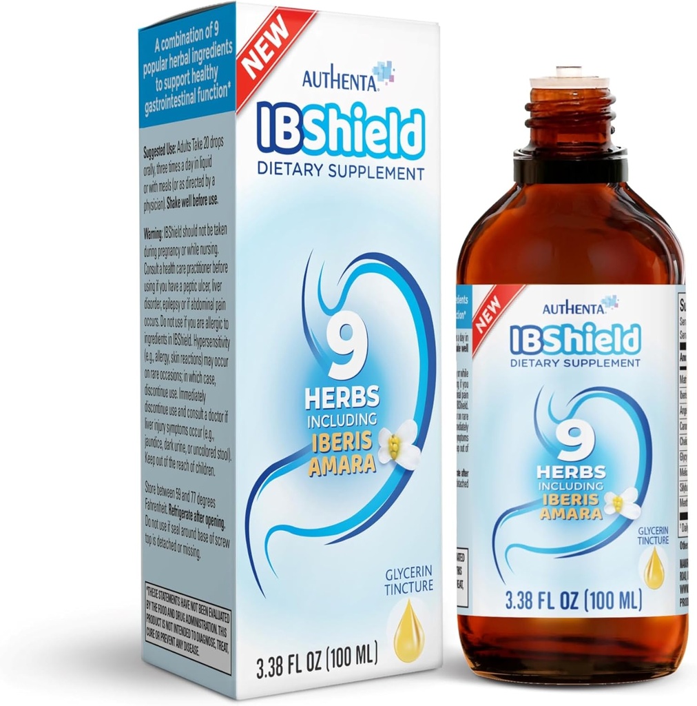 IBShield Tincture 100ml ← 6+3=9 Herbs  Iberis Amara, Peppermint, Chamomile, Lemon Balm, Caraway, Licorice, Angelica, Celandine &amp; Mary's Thistle ← Original Herbal Formula Supports Digestive Wellness