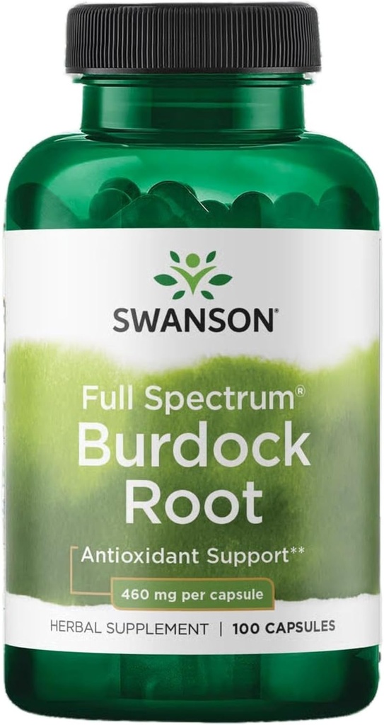 Swanson Burdock Root Kidney &amp; Liver Support - Detox Skin ayuda a eliminar las toxinas del cuerpo - Soportar bien el ser y el sistema de inmunología saludable - Herbal Antioxidante Suplemento (460 mg 100 cápsulas)