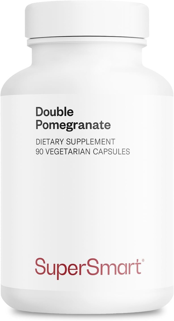 Supersmart - Double Pomegranate (High Strength) - 90% Ellagic Acid & 40% Punicalagins - Pomegranate Extract Supplement - Advanced Antioxidant | Non-GMO & Gluten Free - 90 Vegetarian Capsules