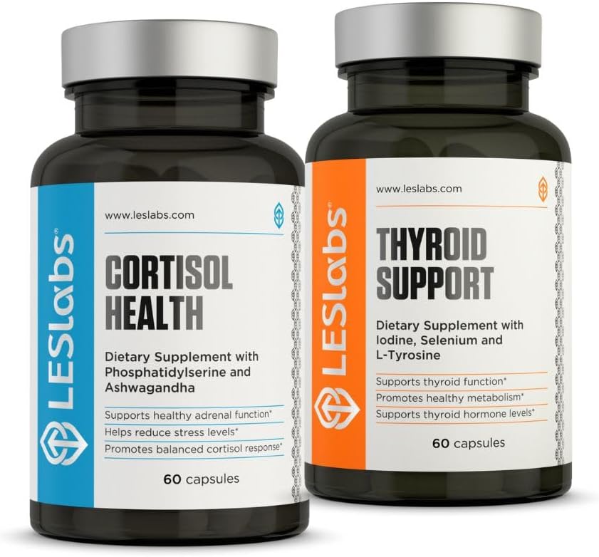 LES Labs Cortisol and Metabolic Health Support Duo – Supplement for Cortisol Balance and Thyroid Support – 60 + 60 Capsules